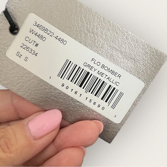 PAIGE ROSIE Grey metallic FLO bomber jacket size S , NWT - Picture 7 of 9